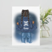 アフリカ系アメリカ人ジェミニ〔占星術の〕十二宮図サインバースデーパーティー 招待状 (スタンド正面)