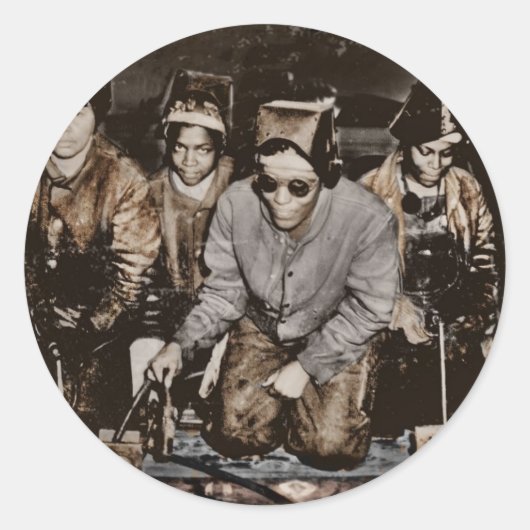 アフリカ系アメリカ人スチールワーカーWWII ラウンドシール (正面)