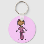 アフリカ系アメリカ人スティックフィギュアナース キーホルダー (正面)