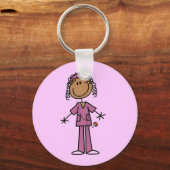 アフリカ系アメリカ人スティックフィギュアナース キーホルダー (正面)