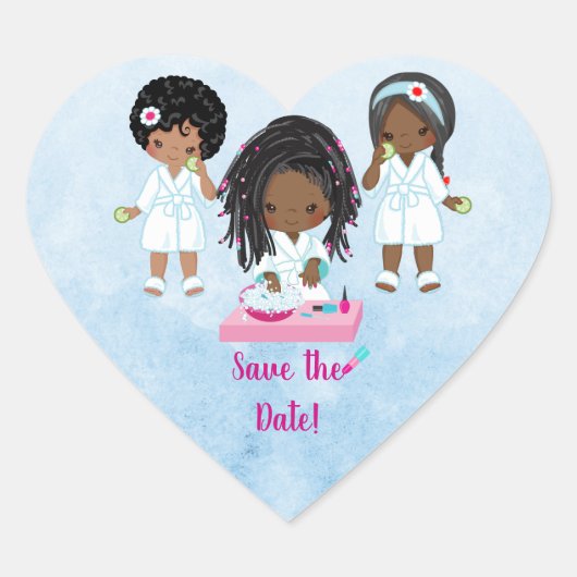 アフリカ系アメリカ人スパパーティの招待状 ハートシール (正面)