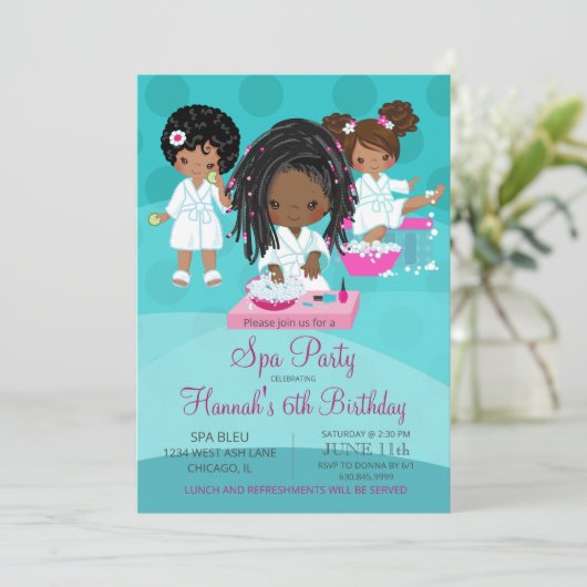 アフリカ系アメリカ人スパパーティー誕生日招待状 招待状 (スタンド正面)