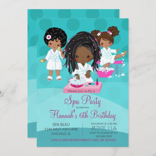 アフリカ系アメリカ人スパパーティー誕生日招待状 招待状 (正面/裏面)