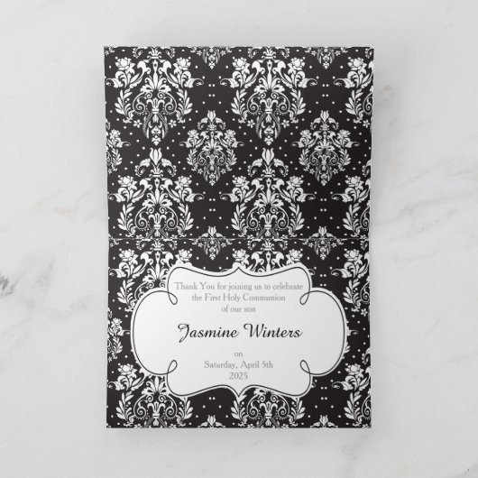 アフリカ系アメリカ人ダマスク サンキューカード (内部)