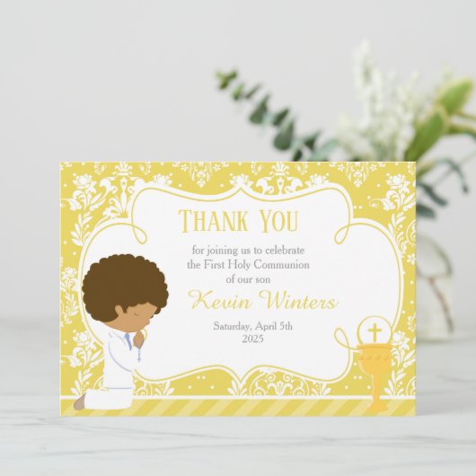 アフリカ系アメリカ人ダマスク サンキューカード (スタンド正面)