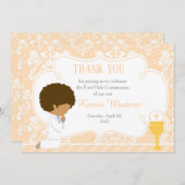 アフリカ系アメリカ人ダマスク サンキューカード (正面/裏面)