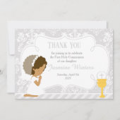 アフリカ系アメリカ人ダマスク サンキューカード (正面)