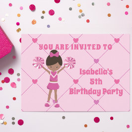 アフリカ系アメリカ人チアリーカスタムダー誕生日パーティー 招待状