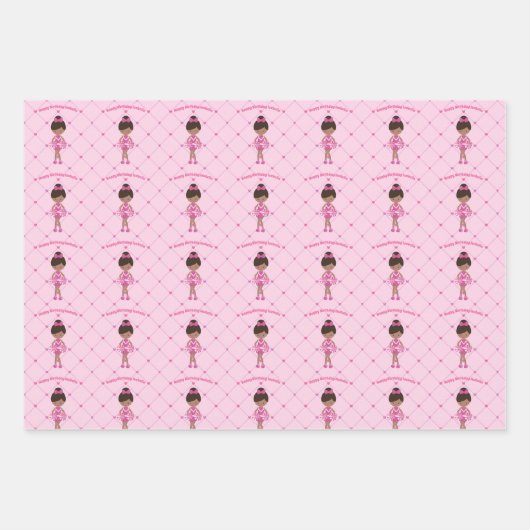 アフリカ系アメリカ人チアリーカスタムダー誕生日 ラッピングペーパーシート (正面3)