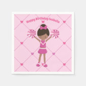 アフリカ系アメリカ人チアリーダーピンク誕生日パーティー スタンダードカクテルナプキン (正面)