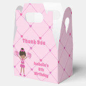 アフリカ系アメリカ人チアリーダーピンク誕生日パーティー フェイバーボックス (オープン)