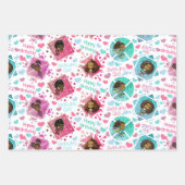 アフリカ系アメリカ人チビ(小さくかわいく書いた感じ)ガールズハート誕生日 ラッピングペーパーシート (正面)