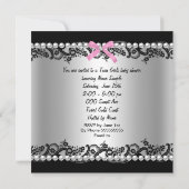 アフリカ系アメリカ人ツインガールズベビーシャワーホットピンク 招待状 (裏面)