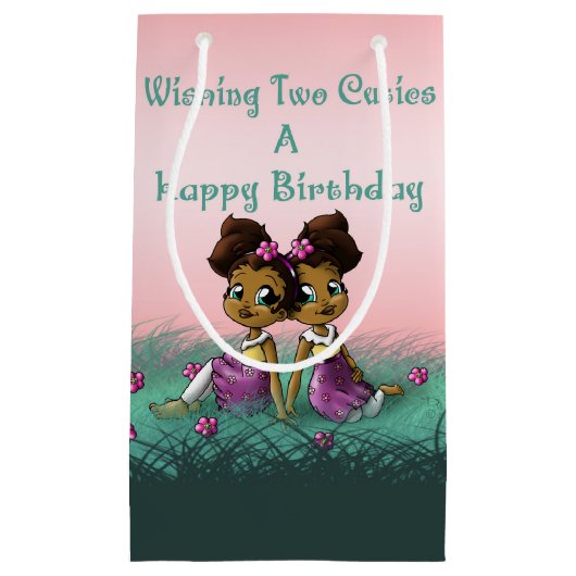 アフリカ系アメリカ人ツインガール スモールペーパーバッグ (正面)