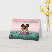 アフリカ系アメリカ人ツインズ誕生日 カード (黄色い花)