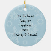 アフリカ系アメリカ人ツインボーイズ1stクリスマスオーナメント セラミックオーナメント (裏面)