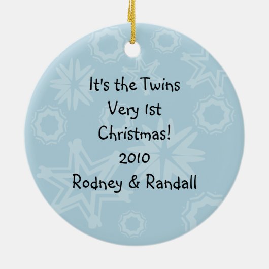 アフリカ系アメリカ人ツインボーイズ1stクリスマスオーナメント セラミックオーナメント (裏面)
