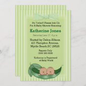 アフリカ系アメリカ人ツインボーイ赤ちゃんシャワー招待状 招待状 (正面/裏面)