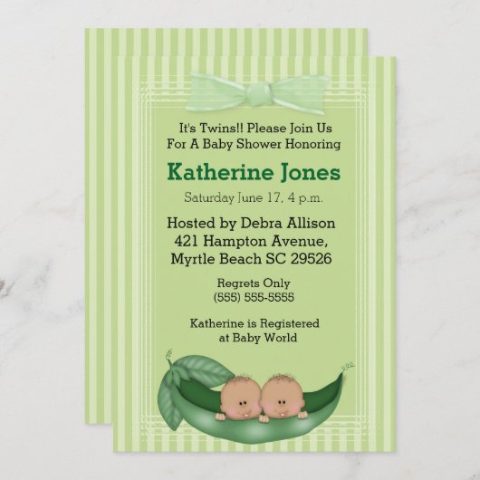 アフリカ系アメリカ人ツインボーイ赤ちゃんシャワー招待状 招待状 (正面/裏面)