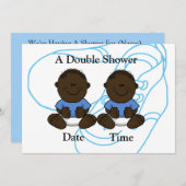 アフリカ系アメリカ人ツイン男の赤ちゃんシャワー招待状 招待状 (正面/裏面)