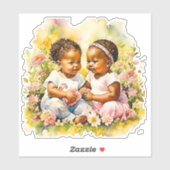 アフリカ系アメリカ人ツイン・ガールの赤ちゃんシャワー シール (シート)