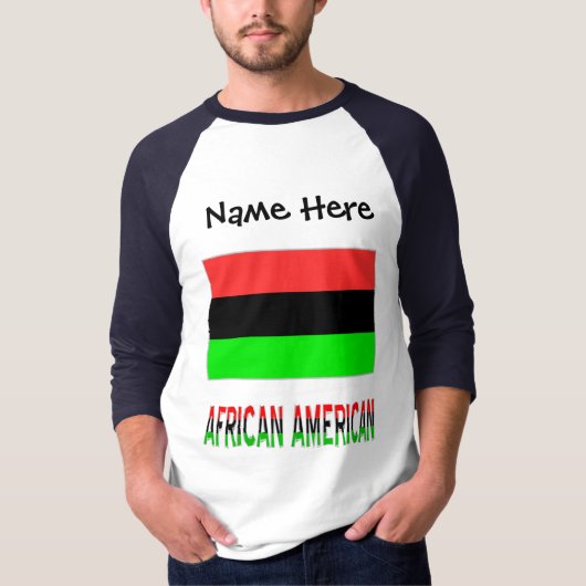 アフリカ系アメリカ人ディアスポラパーソナライズされた国旗 Tシャツ (正面)