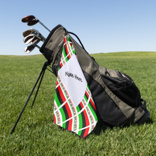 アフリカ系アメリカ人ディアスポラ国旗のタイルパーソナライズされた張り ゴルフタオル (グリーン)