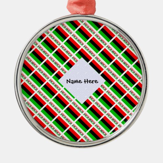 アフリカ系アメリカ人ディアスポラ国旗のタイル貼り名前周り メタルオーナメント (正面)