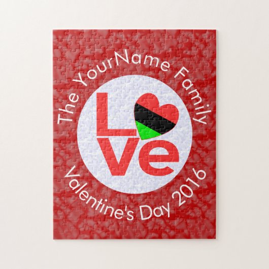 アフリカ系アメリカ人ディアスポラ赤ワードLOVE白レッド ジグソーパズル (縦)