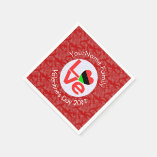 アフリカ系アメリカ人ディアスポラ ラブ レッド スタンダードカクテルナプキン