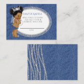 アフリカ系アメリカ人デニム&ダイヤモンドおむつラッフル エンクロージャーカード (正面/裏面)