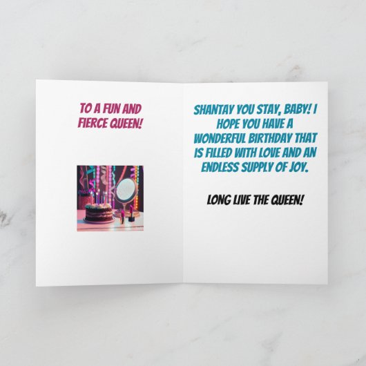 アフリカ系アメリカ人ドラッグクイーンおもしろい誕生日 カード (内部)