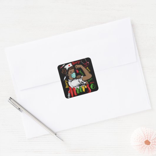 アフリカ系アメリカ人ナースブラック歴史月間プライドB スクエアシール (封筒)