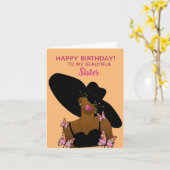 アフリカ系アメリカ人ハッピーバースデー姉妹 カード (黄色い花)