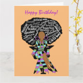 アフリカ系アメリカ人ハッピーバースデー カード (黄色い花)