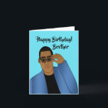 アフリカ系アメリカ人ハンサムで才能あるブラザーカード カード<br><div class="desc">このカッコいい誕生日カードは、青いスーツと黒いシャツを持つアフリカ系アメリカ人の男性を特徴としている。 関連するパパにカードを送信し、意図した通り表現にメッセージを送信する。</div>