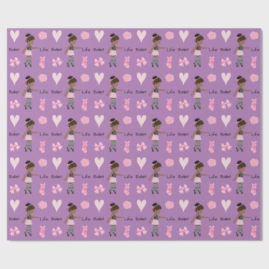 アフリカ系アメリカ人バレエリーナバレエライフパープル ラッピングペーパー (フラット)