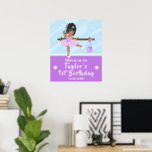 アフリカ系アメリカ人バレエ紫ツツ歓迎サイン ポスター (ホームオフィス)