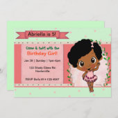 アフリカ系アメリカ人バレエ·ダンス·バースデー·パーティー 招待状 (正面/裏面)