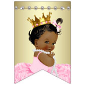 アフリカ系アメリカ人バレリナ・ツツ真珠の赤ちゃんシャワー バンティングフラッグ (第1の旗)