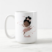 アフリカ系アメリカ人バレリーナと弓、バラ金ゴールド コーヒーマグカップ (左)