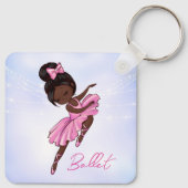 アフリカ系アメリカ人バレリーナピンク紫バレエ キーホルダー (裏面)