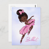 アフリカ系アメリカ人バレリーナピンク紫バレエ ポストカード (正面/裏面)