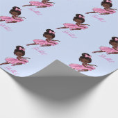 アフリカ系アメリカ人バレリーナピンク紫バレエ ラッピングペーパー (角)