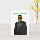 アフリカ系アメリカ人パパスーツのネクタイ父の日札 カード (黄色い花)