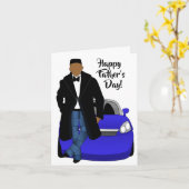アフリカ系アメリカ人パパブラックコート&タイ父の日 カード (黄色い花)