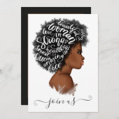 アフリカ系アメリカ人パワーガールバチェロレッテ 招待状 (正面/裏面)