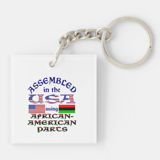 アフリカ系アメリカ人パーツを使用して米国で組立 キーホルダー (裏面)