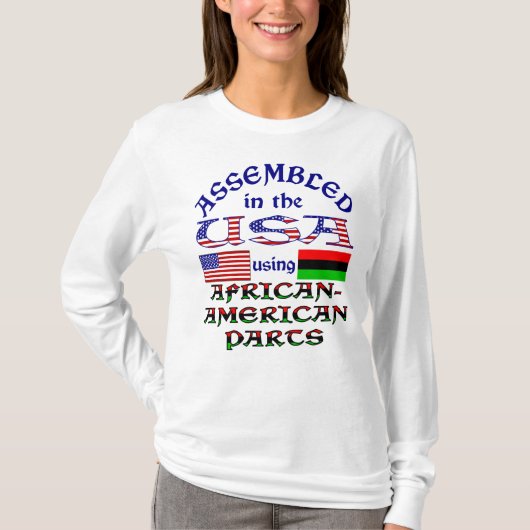 アフリカ系アメリカ人パーツを使用しアメリカで組み立てられた Tシャツ (正面)