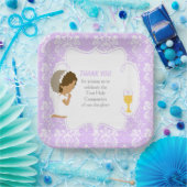 アフリカ系アメリカ人パープルダマスク ペーパープレート (パーティー)